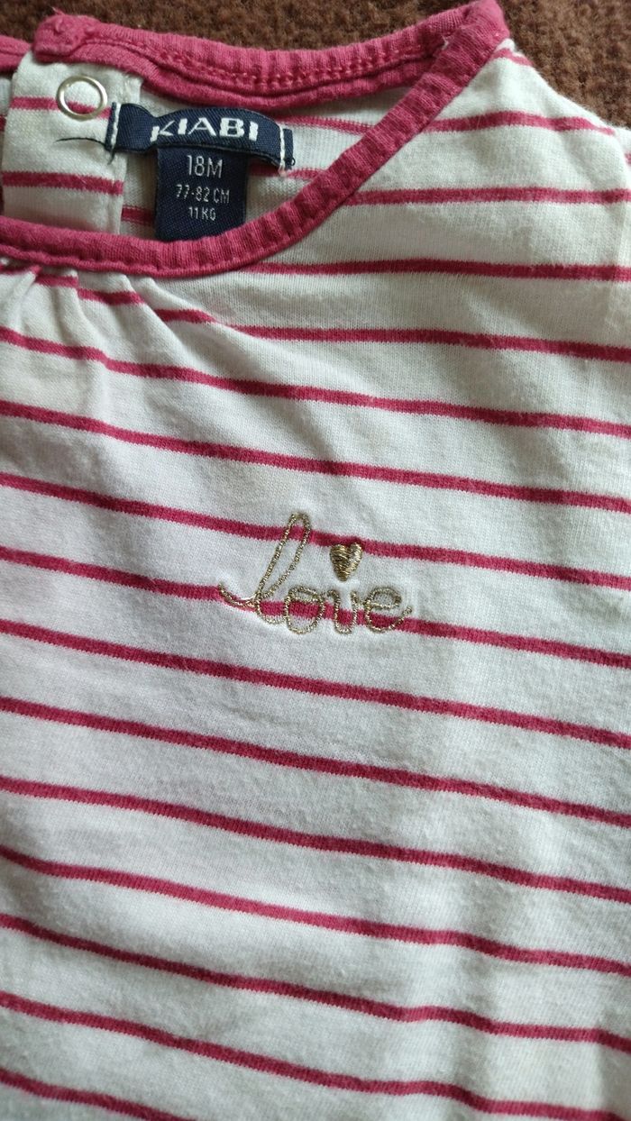 Sweat blanc à rayures et manches longues KIABI, Taille 18 mois - photo numéro 3