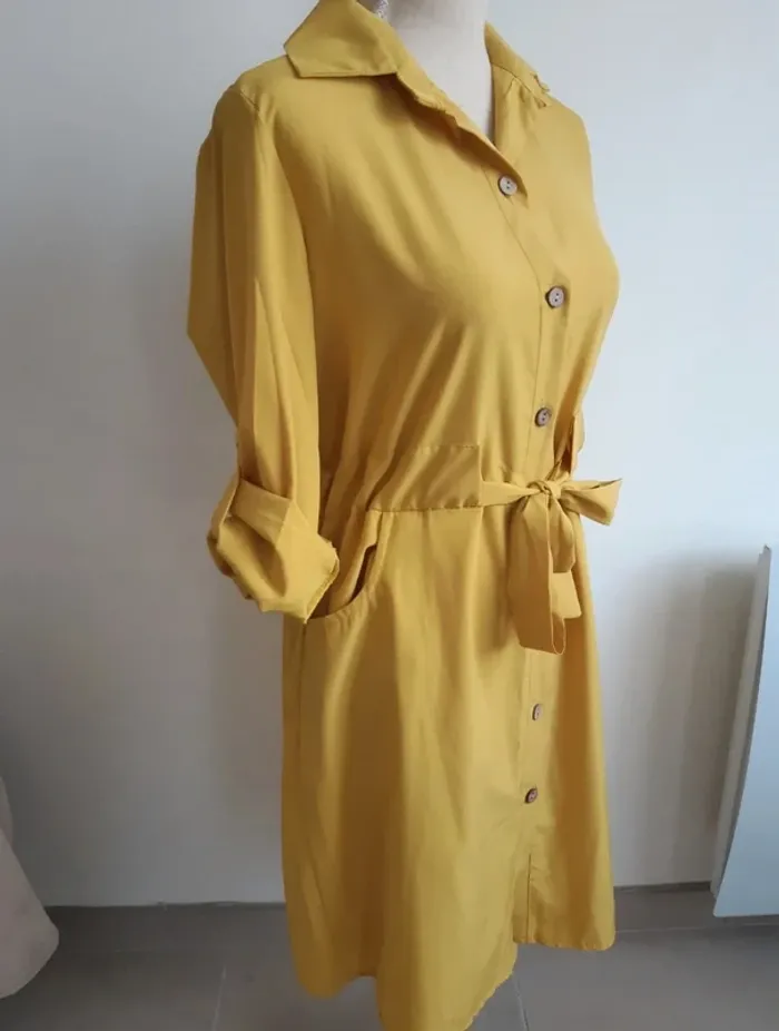 Robe chemise jaune - photo numéro 4