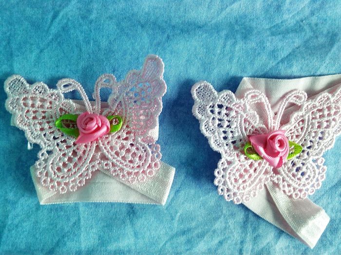 Lot de parure papillons brodés pour bébé fille - photo numéro 3