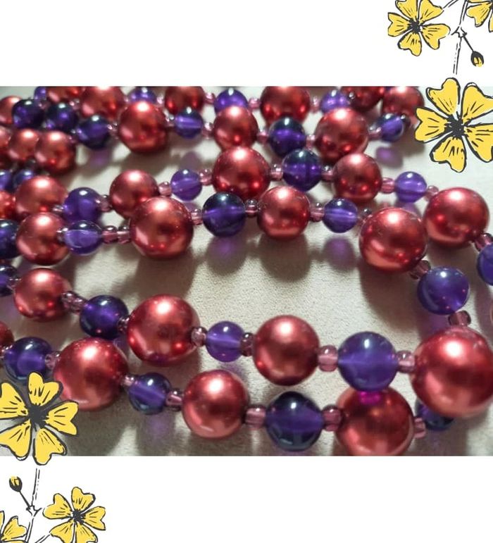 Collier bordeaux & violet double rang – Perles fantaisie – Élégance colorée - photo numéro 7
