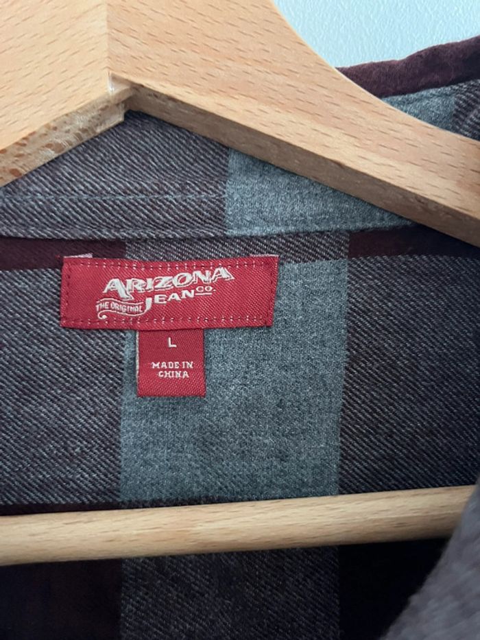 Chemise Arizona Jeans vintage flanelle / coton taille L couleur grise & marron. - photo numéro 4