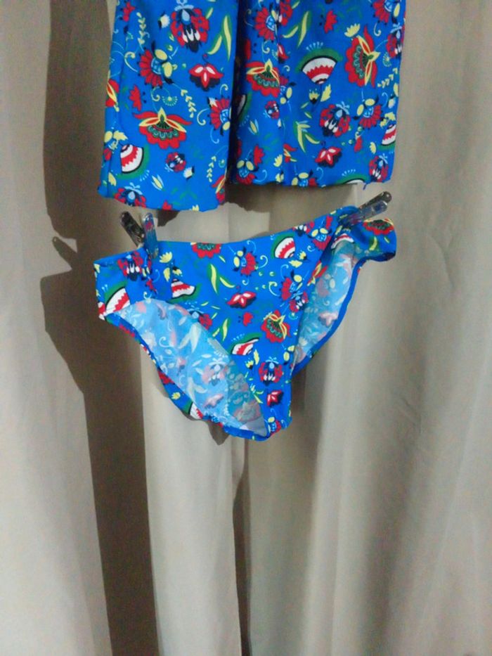 Tankini bleu motif fleurs colorées Taille 42 BPC - photo numéro 2