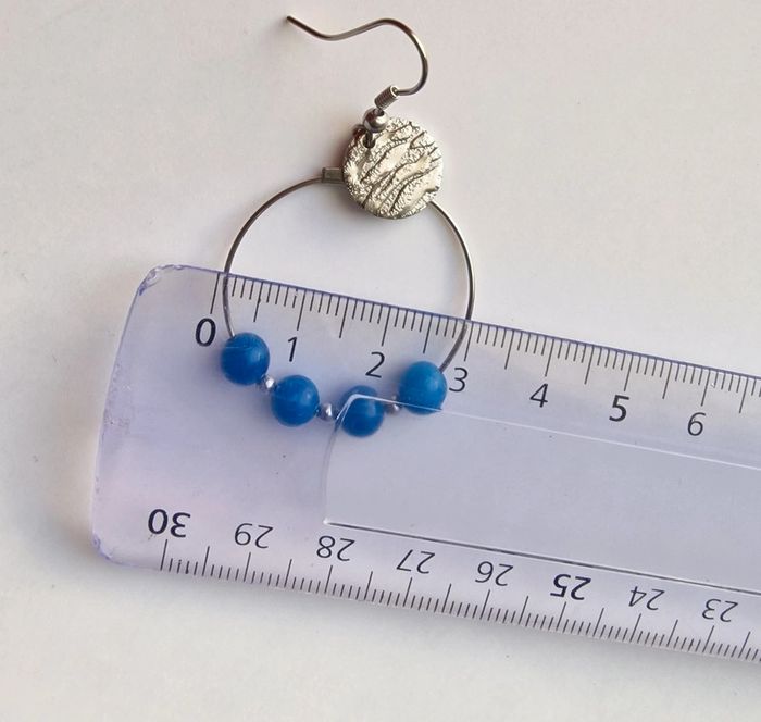 Boucle d'oreille créole bleu - photo numéro 3