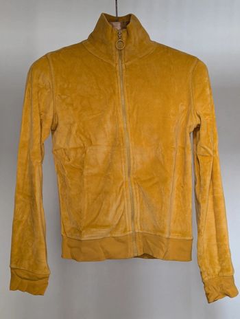 Veste zippée en velours éponge jaune moutarde – Taille M