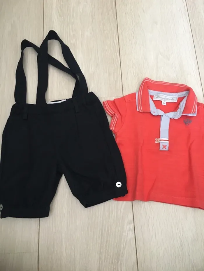 Ensemble salopette t-shirt tartine et chocolat 6 mois - photo numéro 2