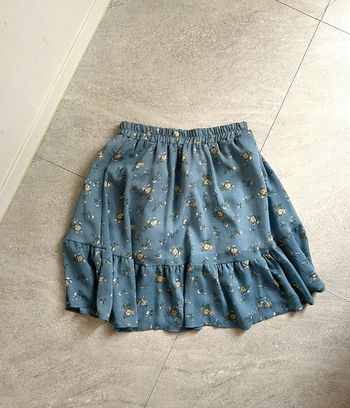 Petite jupe doublée à taille élastique fleurs bleue Corée du Sud