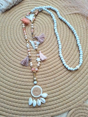 collier sautoir coquillage