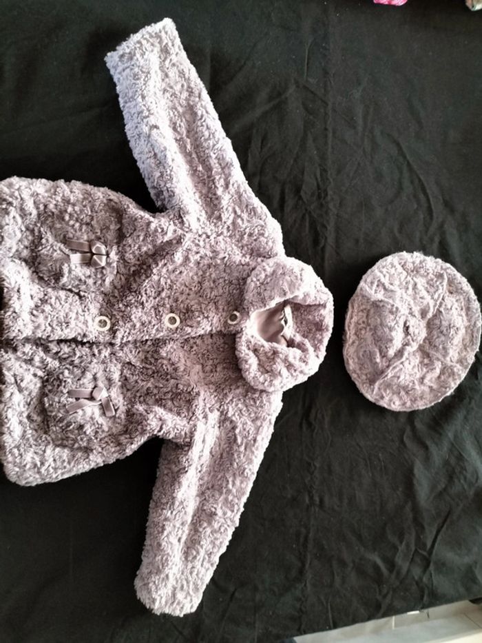 Manteau et son béret assorti en gris 18 mois 3Pommes