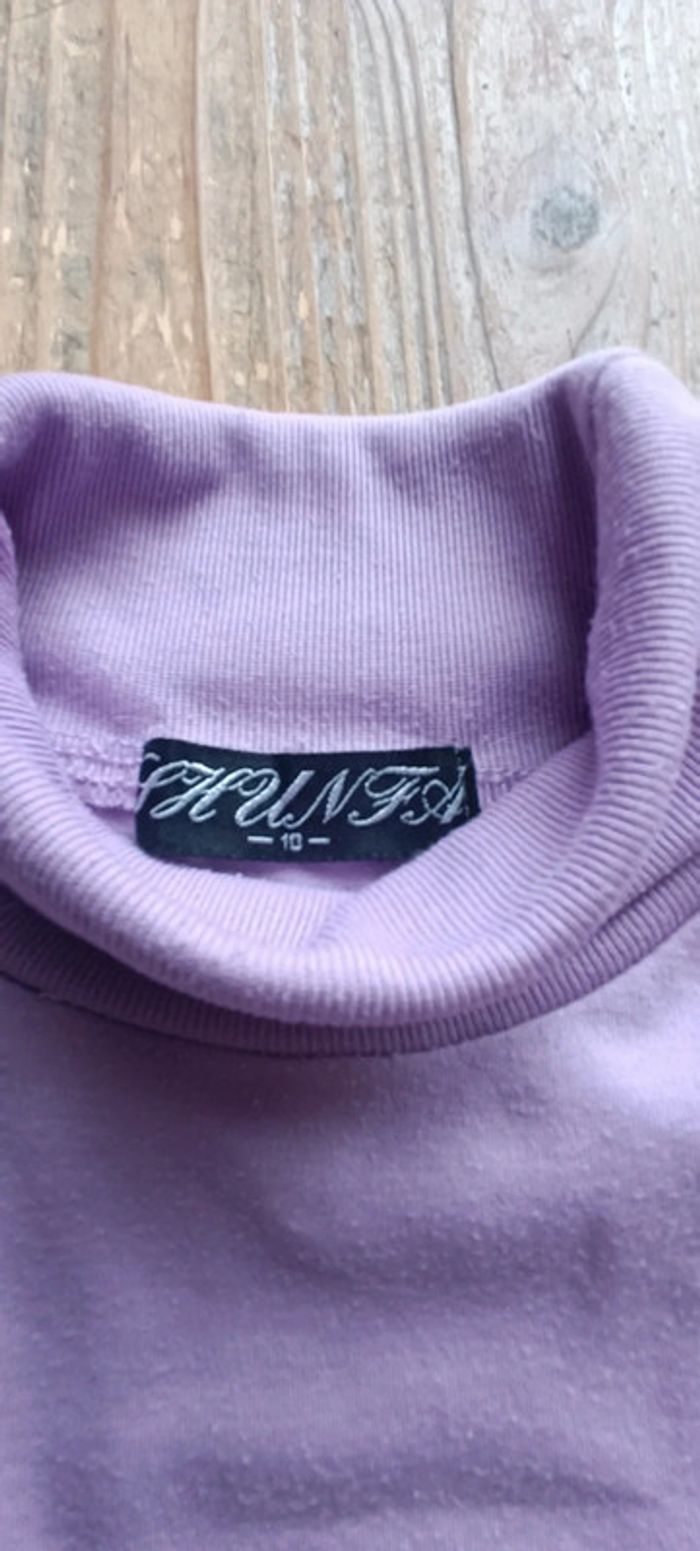 Pull lilas col roulé fille 10 ans - photo numéro 4