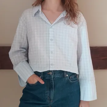 Chemise vichy bleu pâle