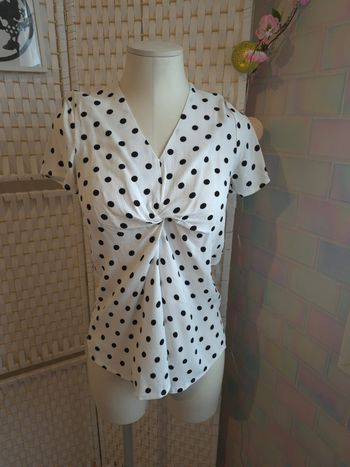 Joli top blanc à pois noirs Karl Marc John femme TS / 36