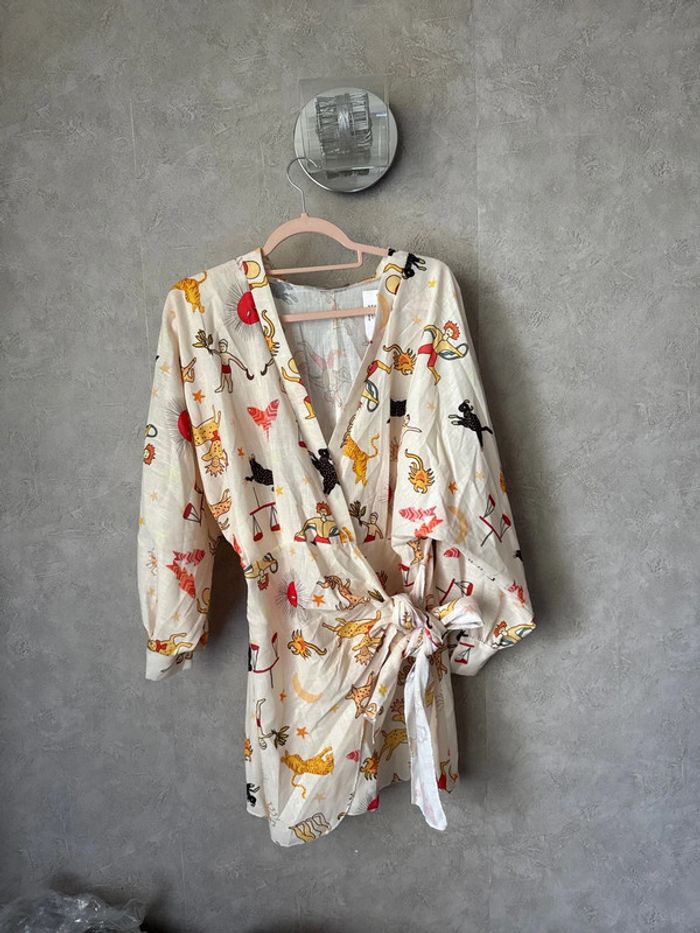 Robe courte cache cœur à motif t 38