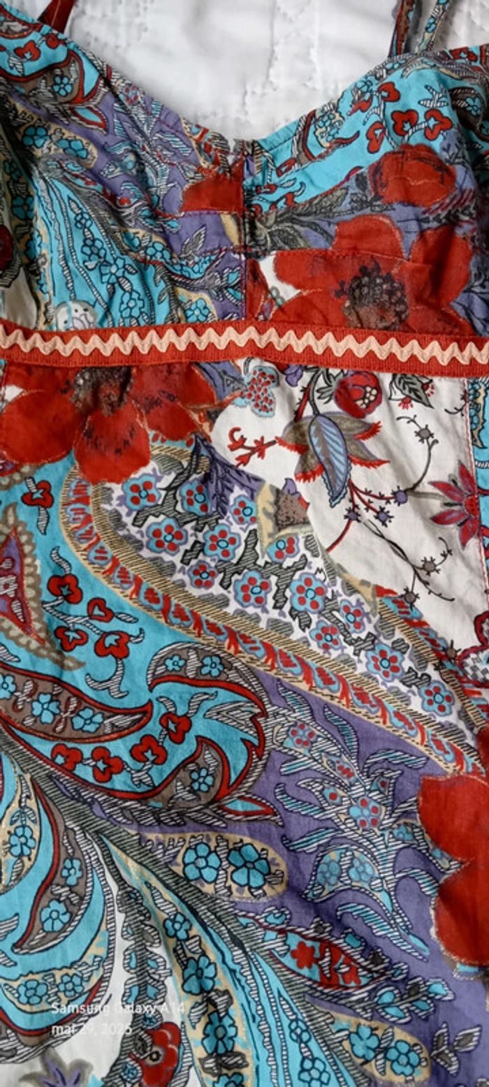 Tunique longue fines bretelles motif floral avec paillettes bordeaux femme 38/40 promod - photo numéro 15