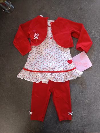 Ensemble 3 pièces coeurs 6 mois