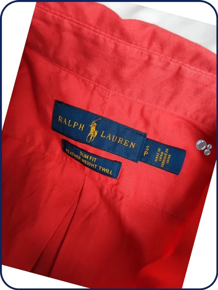 Chemise- homme- Ralph Lauren -rouge- S - photo numéro 3