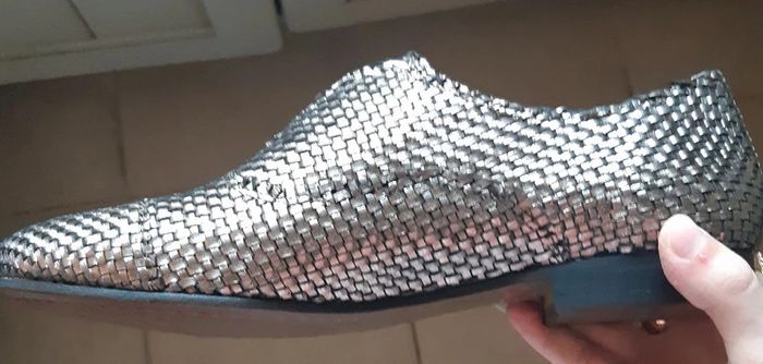 sublime chaussure couleur acier en cuir tressé "marque "café noir"pointure38 - photo numéro 7