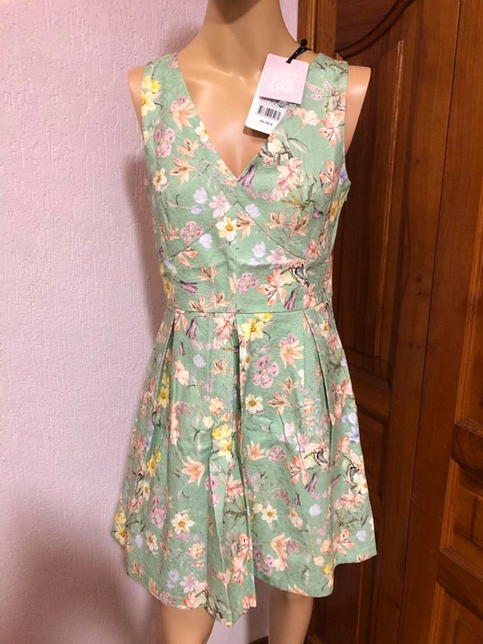 Robe pastel fleurie vert eau n e u v e - photo numéro 2