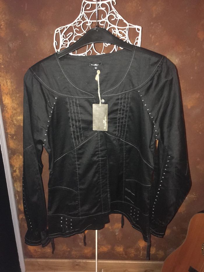 belle chemise noire coutures beiges &compagnie neuve 38 - photo numéro 5