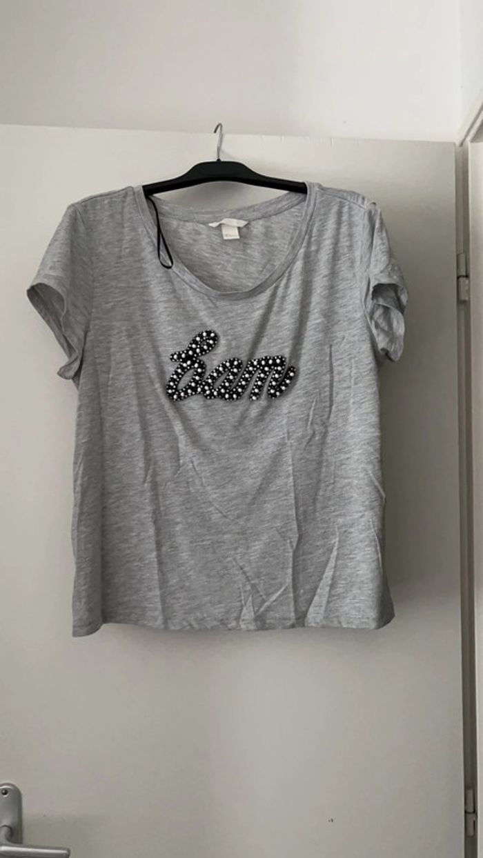 T shirt h&m gris strass