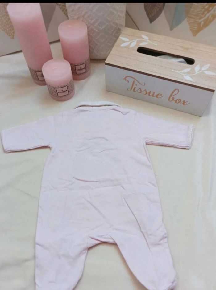 Grenouillère coton rose pâle Kitchoun fille 1 mois - photo numéro 3