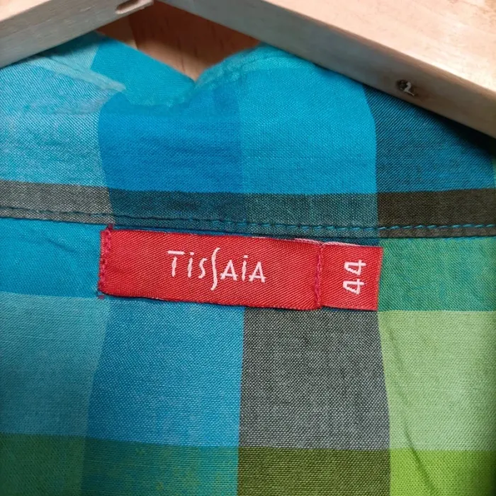 Chemise sans manche à carreaux bleu/vert - T44 - A037 - photo numéro 7