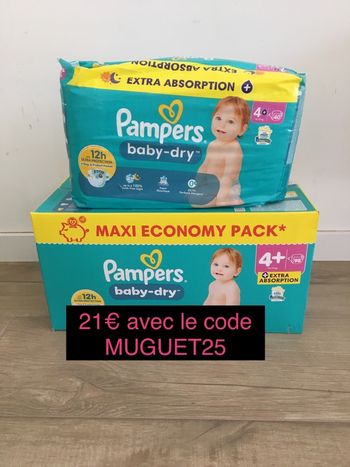 138 couches Pampers baby dry taille 4+