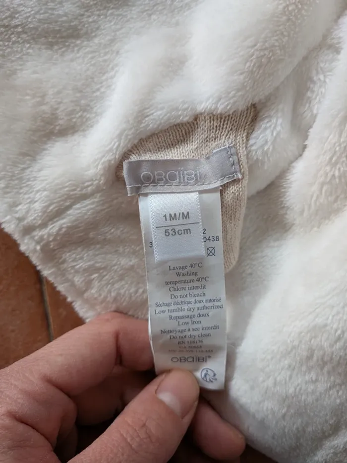 Manteau Obaibi beige et blanc, 1 mois - photo numéro 4