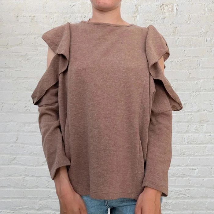 Magnifique pull à volants marron / camel Zara Taille L - photo numéro 2