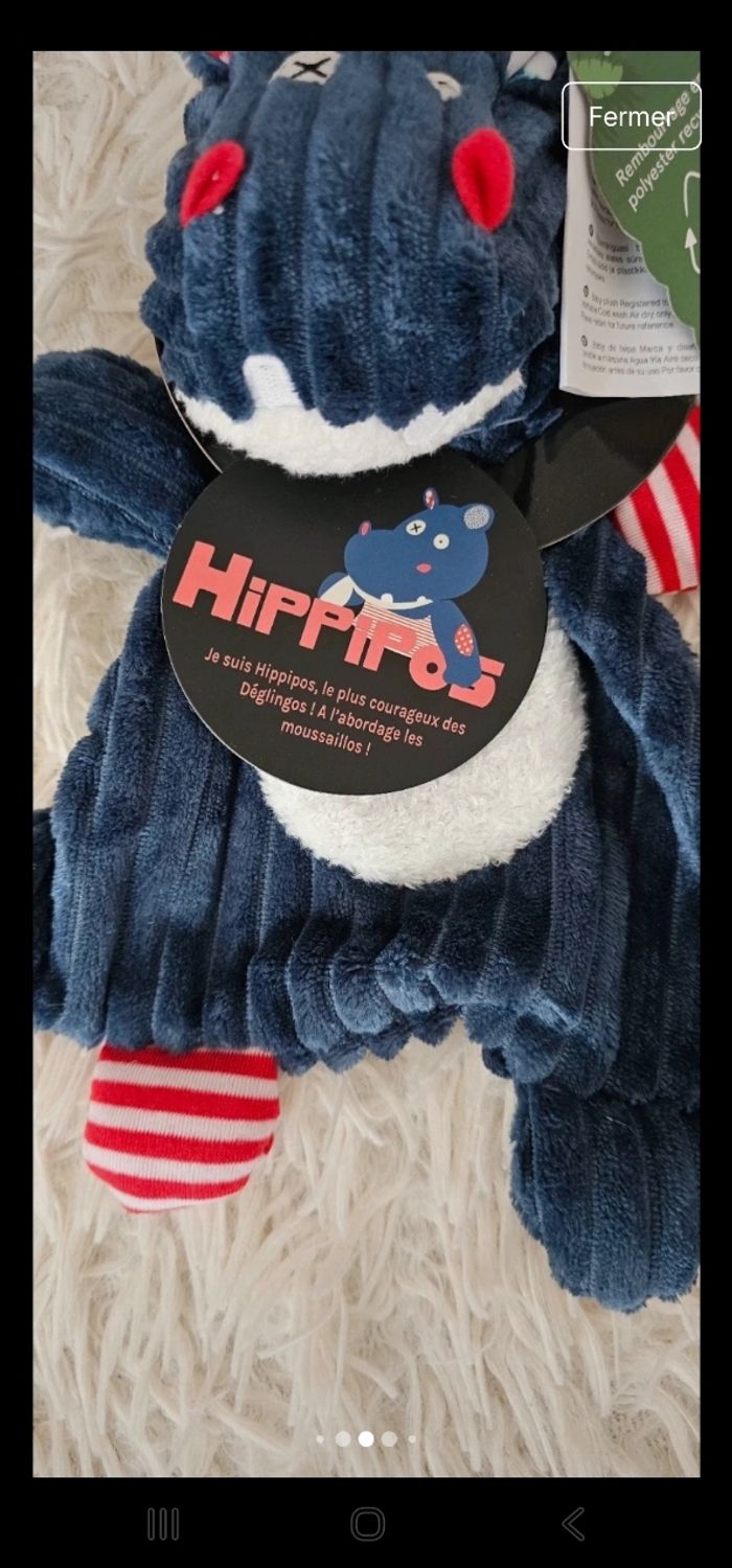 Doudou baby Hippipos l'hippopotame Les Déglingos Neuf - photo numéro 4