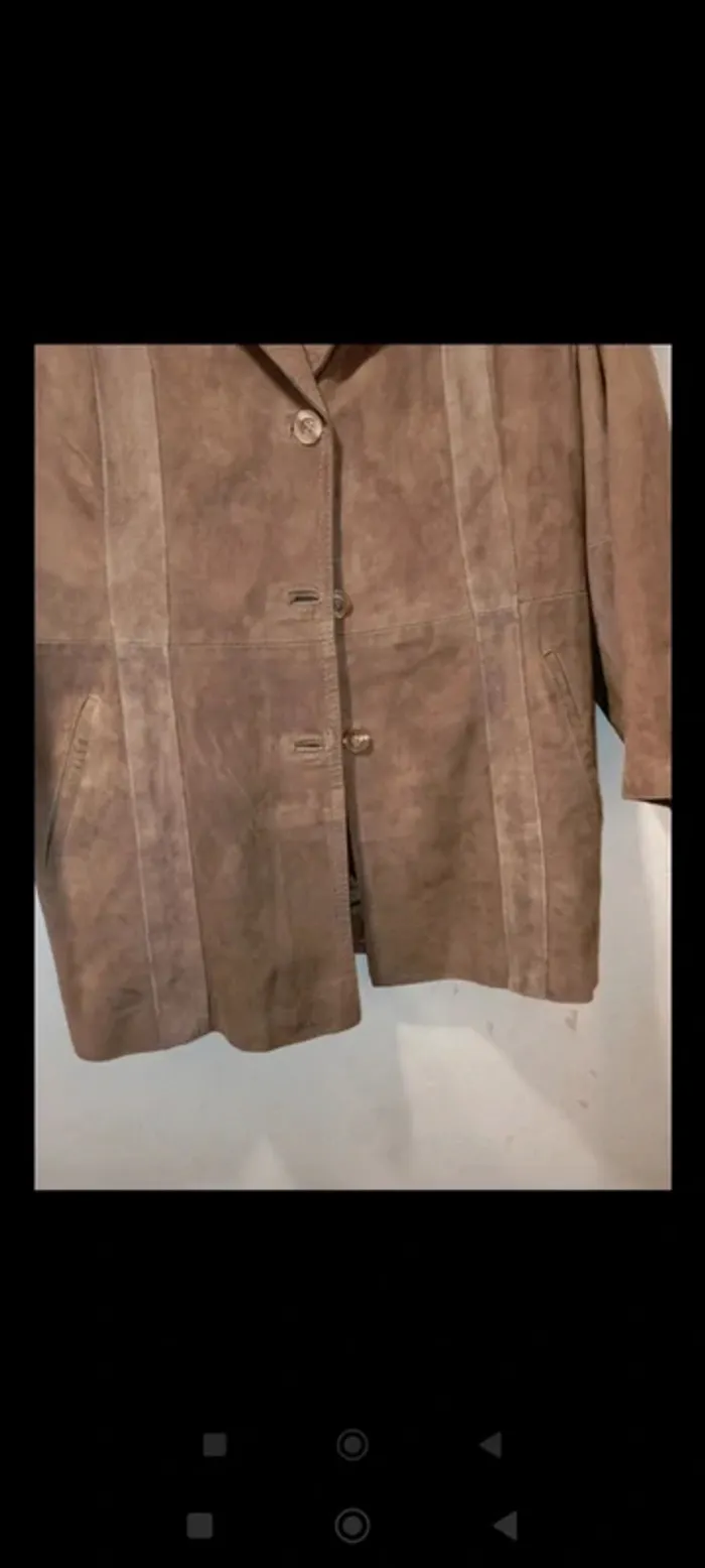 Veste femme cuir façon daim beige - photo numéro 3