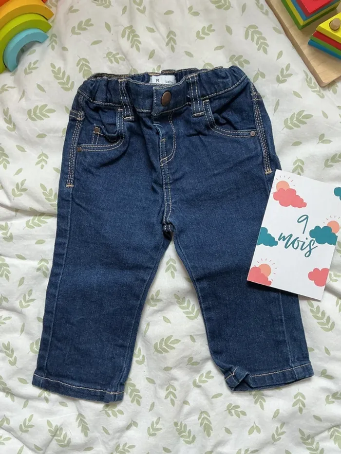 jean taille réglable bleu la redoute 9 mois - photo numéro 2