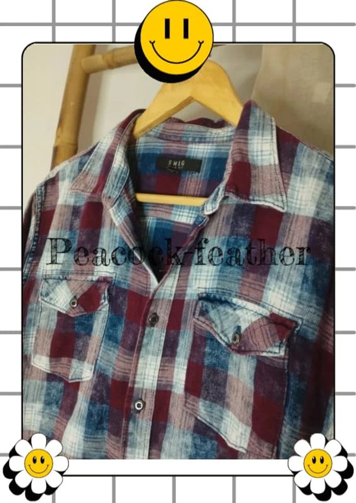 Chemise quadrillée smog bleue/Bordeaux L homme - photo numéro 2