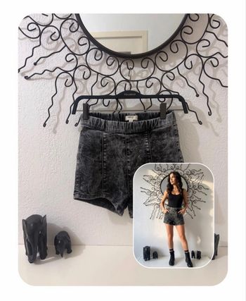 Short En Jean High Waist Coolcat Gris Anthracite Délavé Acid Wash Taille XS (27)