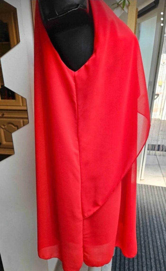 Robe tunique en voile rouge taille XL - photo numéro 3