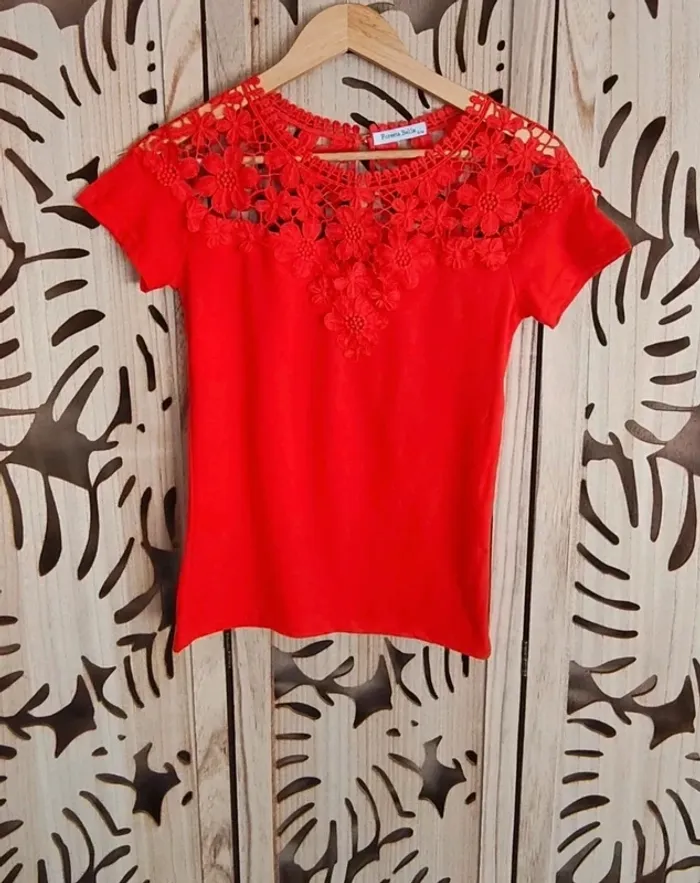 Tee shirt brodé fleurs T S/M  Foresta Bella - photo numéro 8