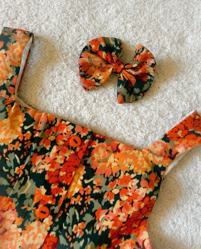blouse crop top créatrice imprimé fleuri+ noeud 7 ans - photo numéro 5