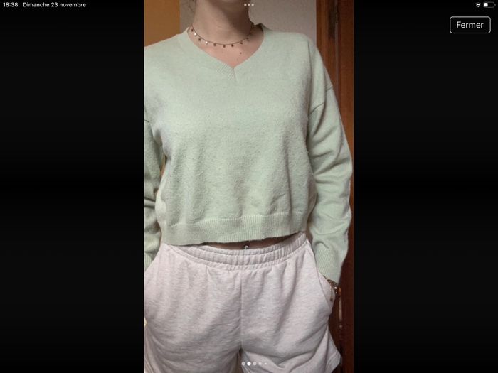 Pull vert pomme H&M S - photo numéro 2