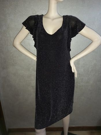 robe noire pailleté argenté avec ceinture promod taille 42/44