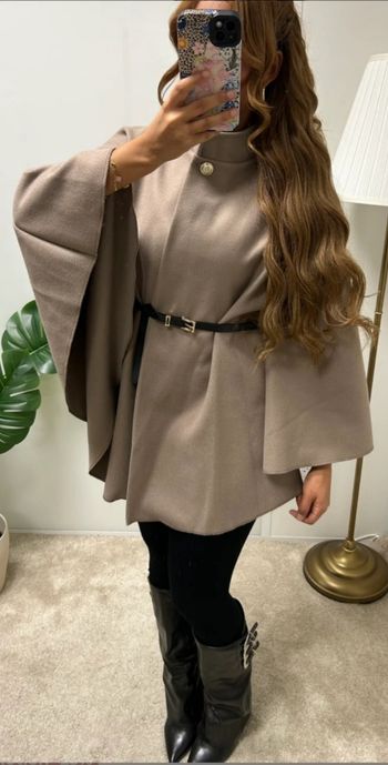 Cape ceinture taupe