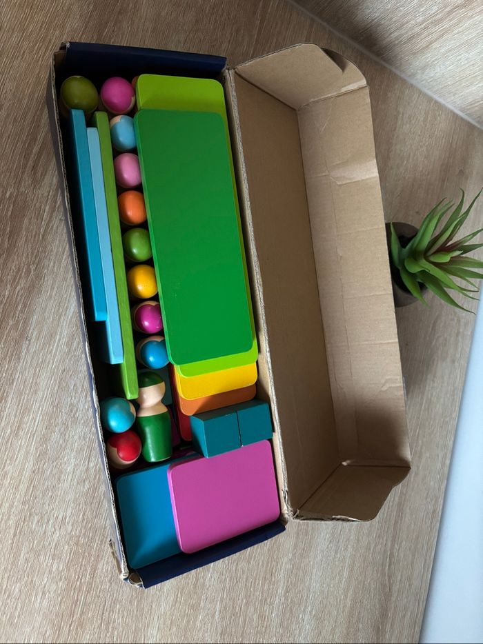 Jeu d’empillage arc en ciel poulpe en bois type montessori - photo numéro 3