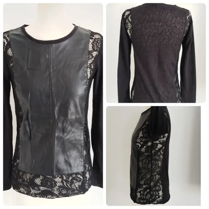 Joli pull noir avec dentelle Solange TU