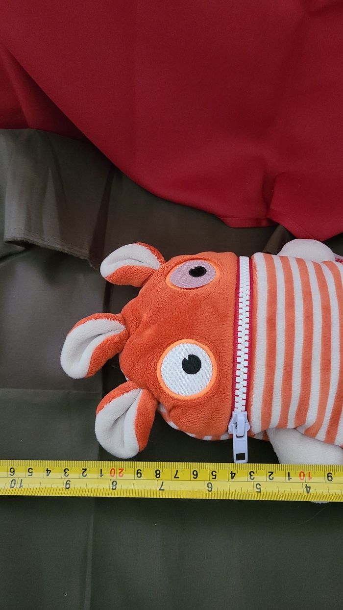 Peluche Monstre Orange Rayé Tirette SORGEN FRESSEN 21 cm - photo numéro 3