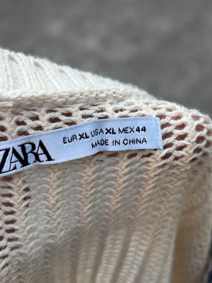 Tee-shirt en maille Zara beige et bleu – Taille XL - photo numéro 6