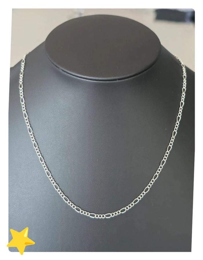Collier maille figaro 2mm 40cm plaquage argent - photo numéro 2