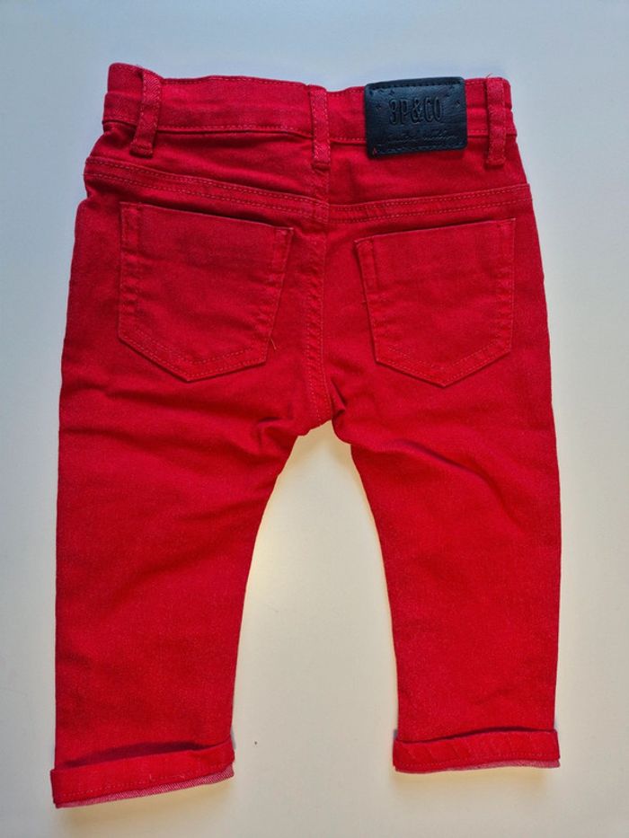 Jean rouge 3 pommes taille 6 mois 9 mois 74cm - photo numéro 2