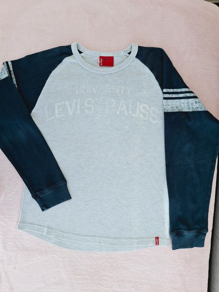 T-shirt manches longues Levi's 10 ans bleu marine et gris clair