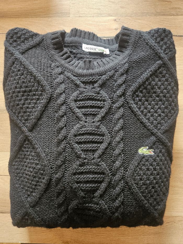 Pull en laine torsadé noir de chez Lacoste - photo numéro 8