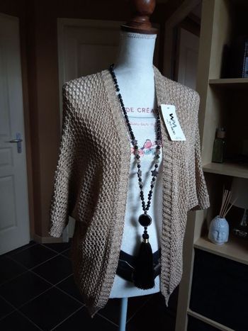 Gilet maille ajourée lurex doré pailleté neuf étiqueté