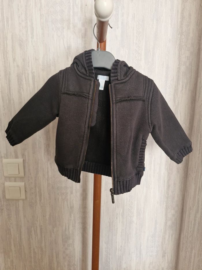 Manteau zippé capuche bébé 12 mois Obaïbi Coton Polyester - photo numéro 2