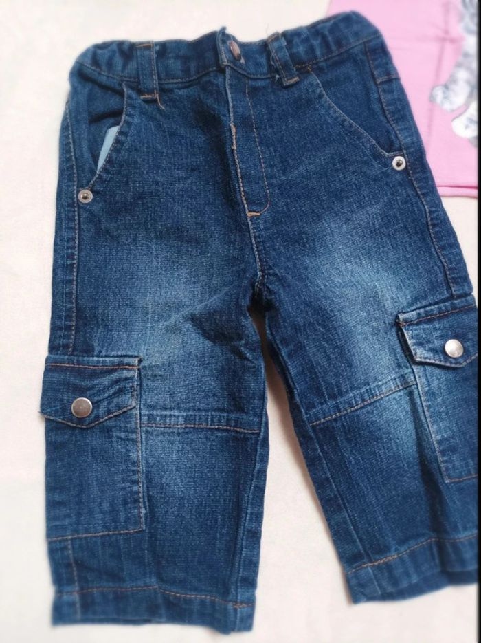 Ensemble tee-shirt et pantalon jean Prends ton pouce fille 12 mois - photo numéro 2